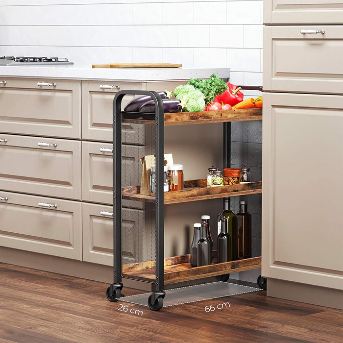 Valora CARRELLO SCAFFALE Mobiletto Rustico Marrone Metallo per Cucina