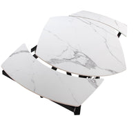 Tavolo da pranzo allungabile barile ovale marmo porcellanato e acciaio nero