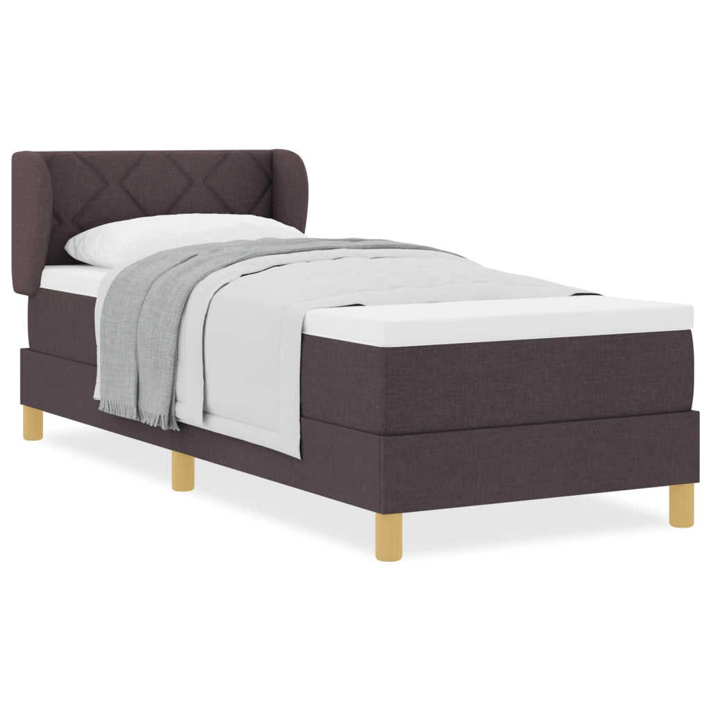 Letto con Box Spring e Materasso - Marrone Scuro, 80x200 cm, Tessuto
