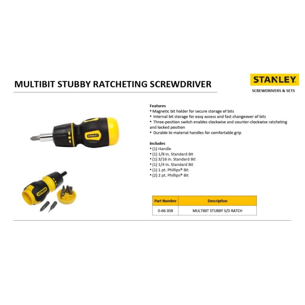 Giravite Nano a Cricchetto con 6 Inserti (066358) Stanley