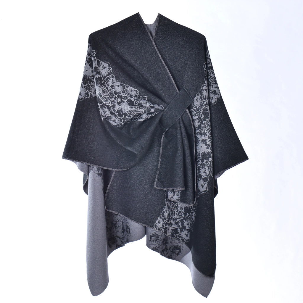 Mantella da donna in cashmere double-face con spacco