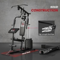 Stazione Fitness Multifunzione Power Tower con Pesi fino 45kg e Panca Imbottita, 135x103x210cm