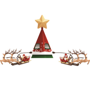 Puntale Rotante per Albero di Natale Girevole con 2 Slitte Punta con Luci e Suoni