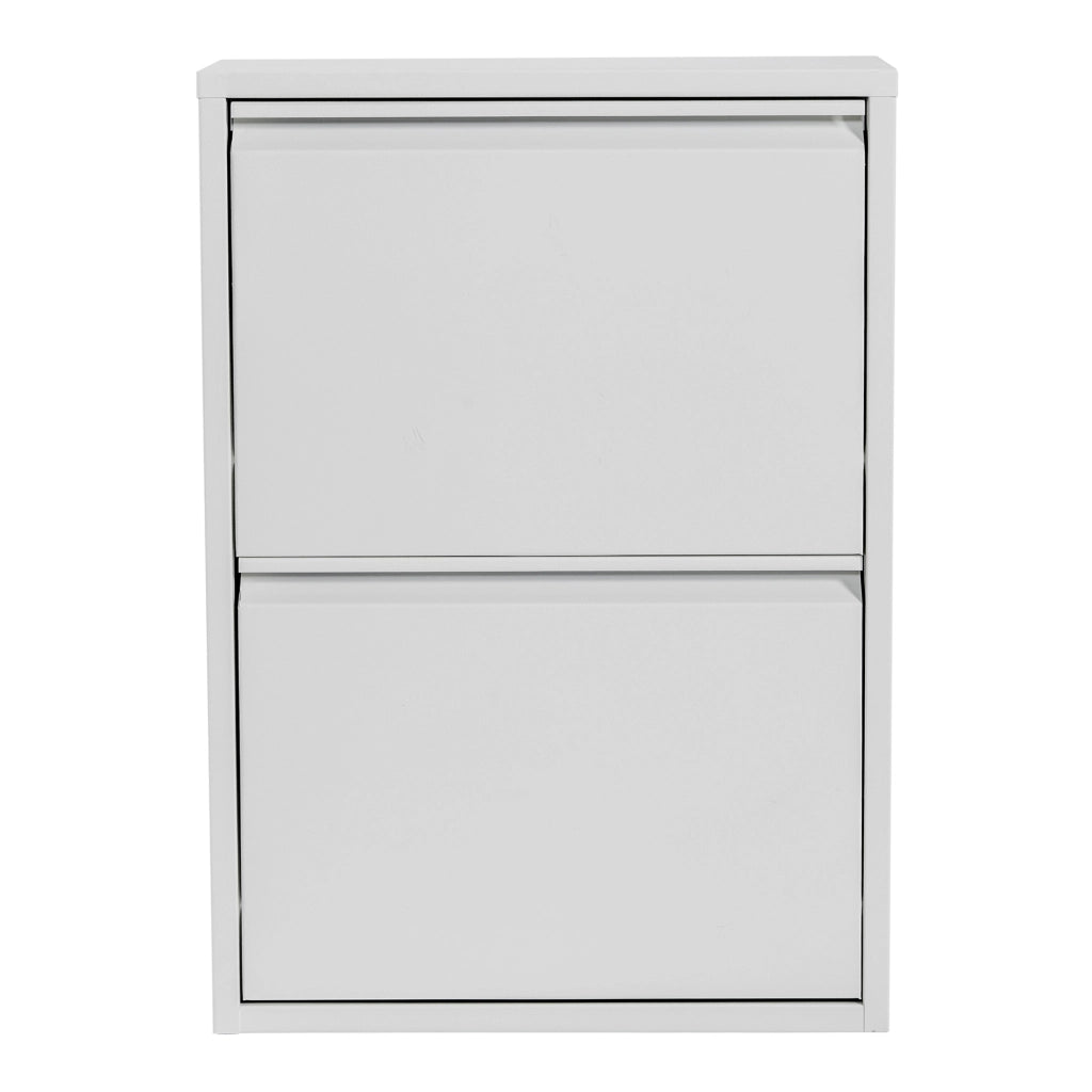 Scarpiera Sokndal con 2 Contenitori Ribaltabili Portascarpe in Metallo - Bianco [en.casa]