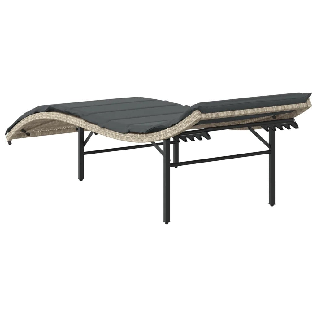 Lettino Prendisole | Sdraio da giardino | Lettino da sole con Cuscino Grigio 55x199x50cm in Polyrattan