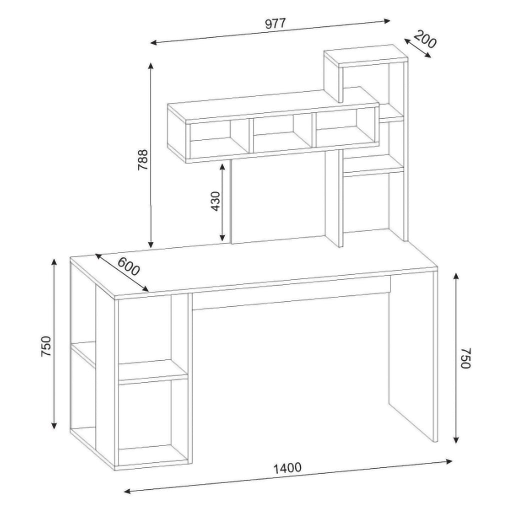Recetto, Scrivania 6 Ripiani, 140x60x154h cm Bianco