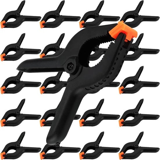 Pacco di 20 clip di plastica, clip extra resistenti, adatte per lavorazione del legno, tela, progetti di fai da te, studi fotografici, nero - 115 mm