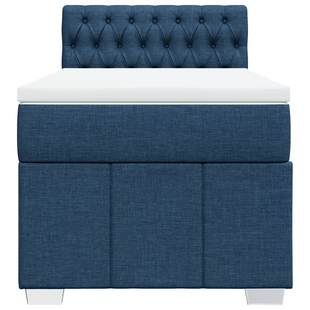 Letto singolo | Letto per adulti | Giroletto a Molle con Materasso Blu 90x200 cm inTessuto