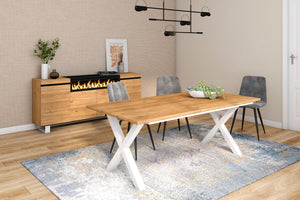 Tavolo da pranzo, 10 posti, 194x90x75cm, Robusto e stabile, struttura e gambe solide, colore Rovere RF1097