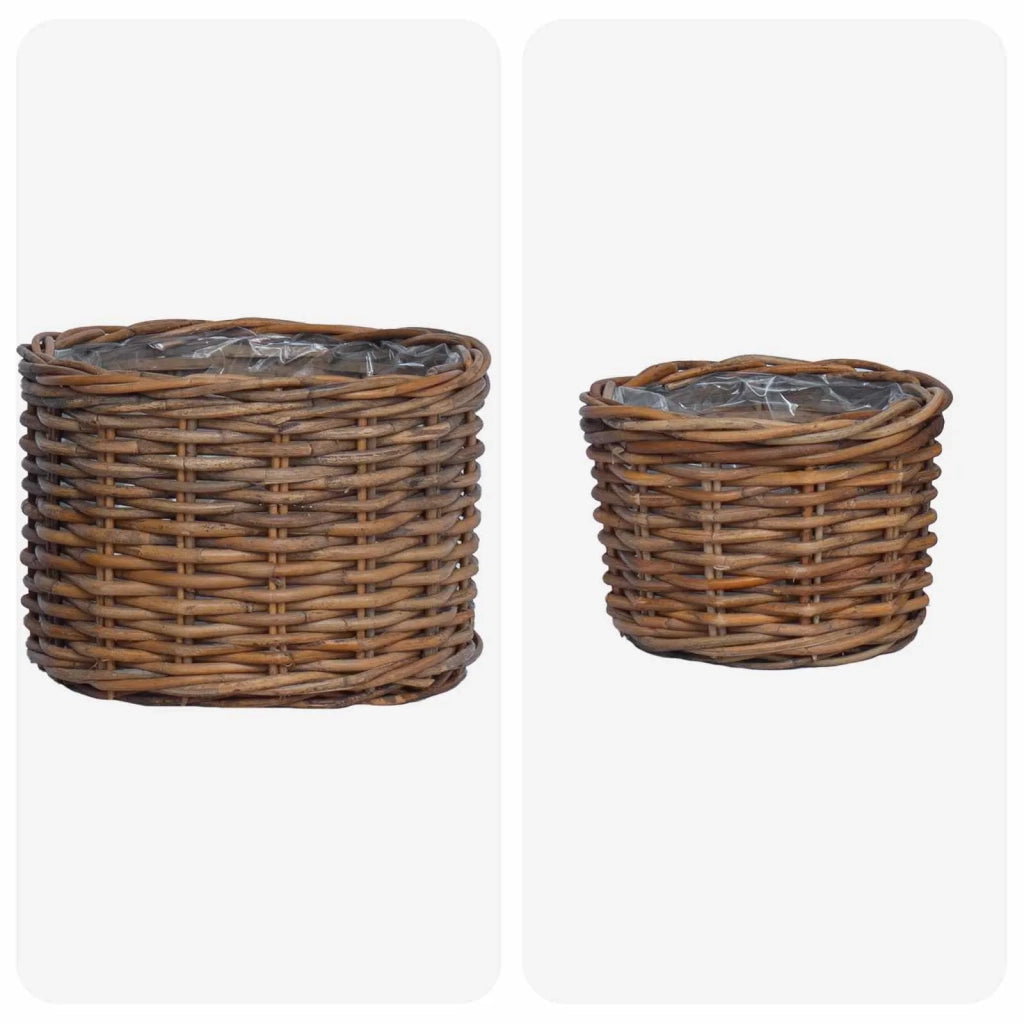 Cestino per Piante con archiviazione 2 pcs Marrone Rattan Kubu 42020962