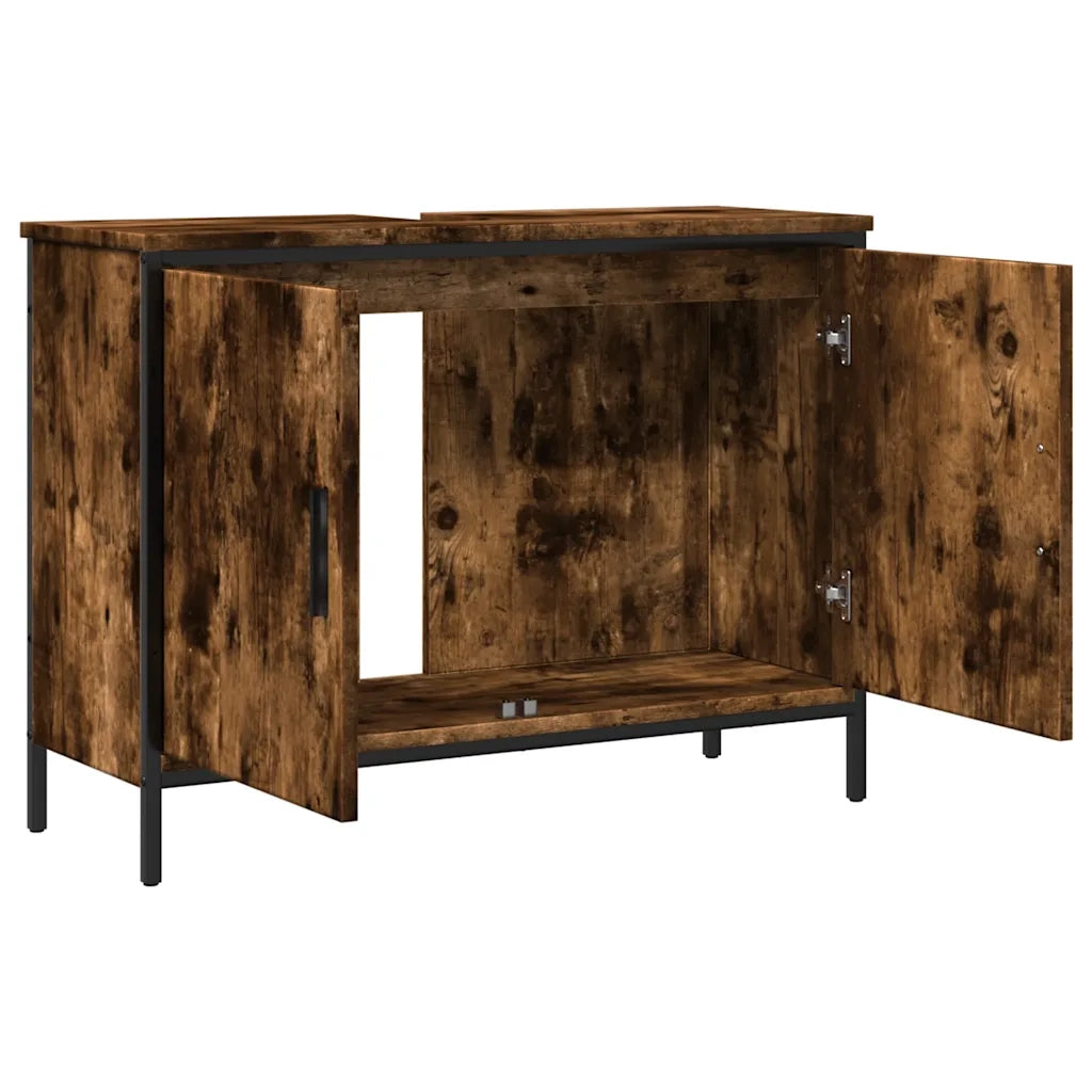 Mobile Lavabo | Armadio Lavabo Bagno Rovere Fumo 80x30x60 cm Legno Multistrato