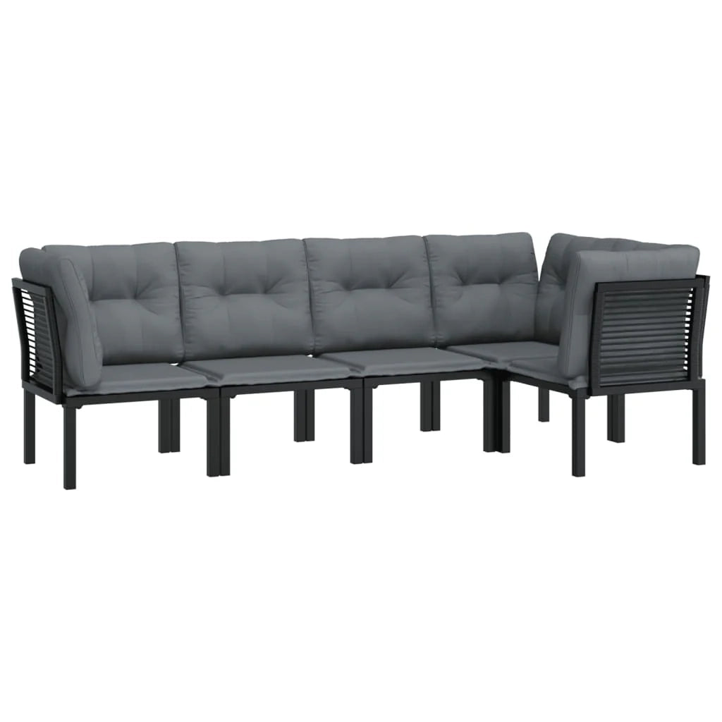 Set di mobili da giardino mobili da esterno set da 5 pezzi resina intrecciata nera e grigia 02_0016615