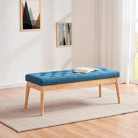 Cassapanca Pouf Ottomana Blu Ingresso Panca Imbottitura Alta Densità 108x41cm