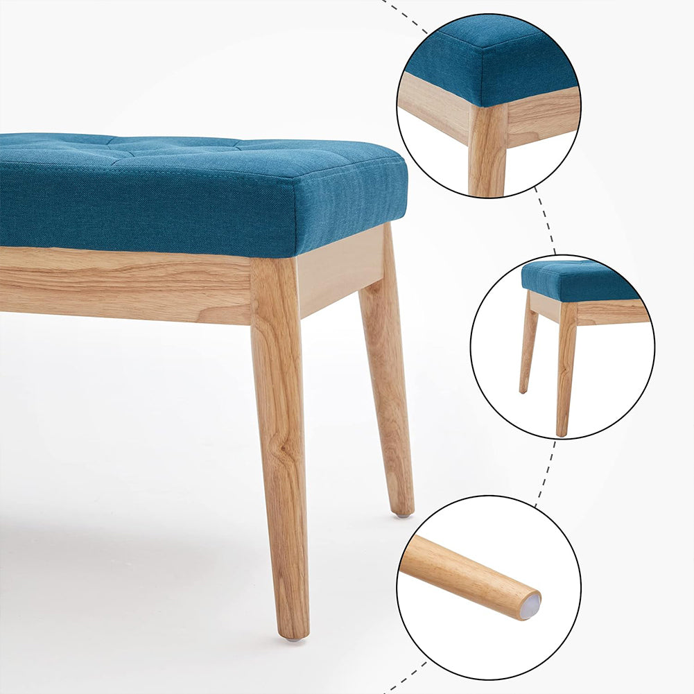 Cassapanca Pouf Ottomana Blu Ingresso Panca Imbottitura Alta Densità 108x41cm