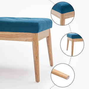 Cassapanca Pouf Ottomana Blu Ingresso Panca Imbottitura Alta Densità 108x41cm