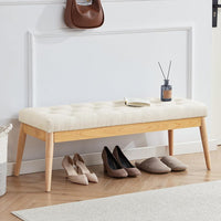 Cassapanca Pouf Ottomana Beige Ingresso Panca Imbottitura Alta Densità 108x41cm