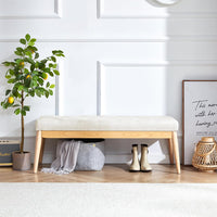 Cassapanca Pouf Ottomana Beige Ingresso Panca Imbottitura Alta Densità 108x41cm