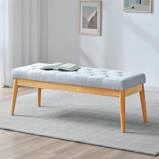 Cassapanca Pouf Ottomana Grigio Ingresso Panca Imbottitura Alta Densità 108x41cm