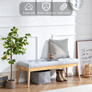 Cassapanca Pouf Ottomana Grigio Ingresso Panca Imbottitura Alta Densità 108x41cm