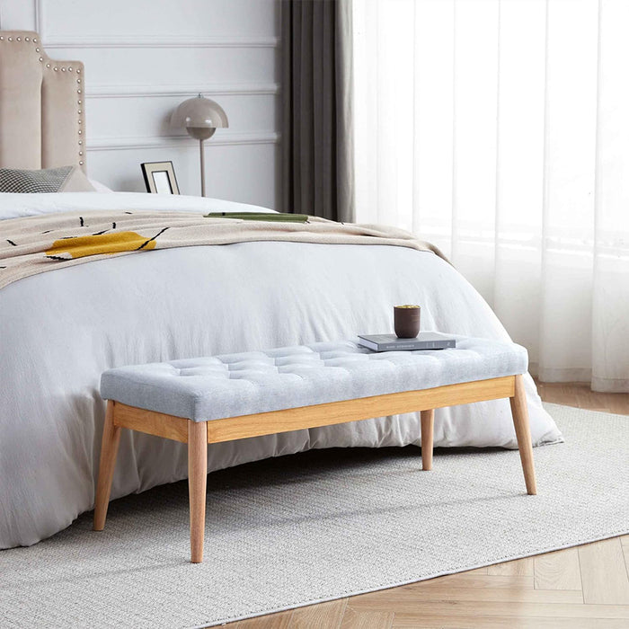 Cassapanca Pouf Ottomana Grigio Ingresso Panca Imbottitura Alta Densità 108x41cm