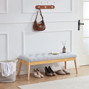 Cassapanca Pouf Ottomana Grigio Ingresso Panca Imbottitura Alta Densità 108x41cm