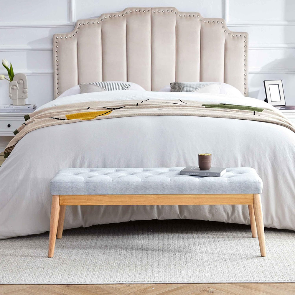 Cassapanca Pouf Ottomana Grigio Ingresso Panca Imbottitura Alta Densità 108x41cm