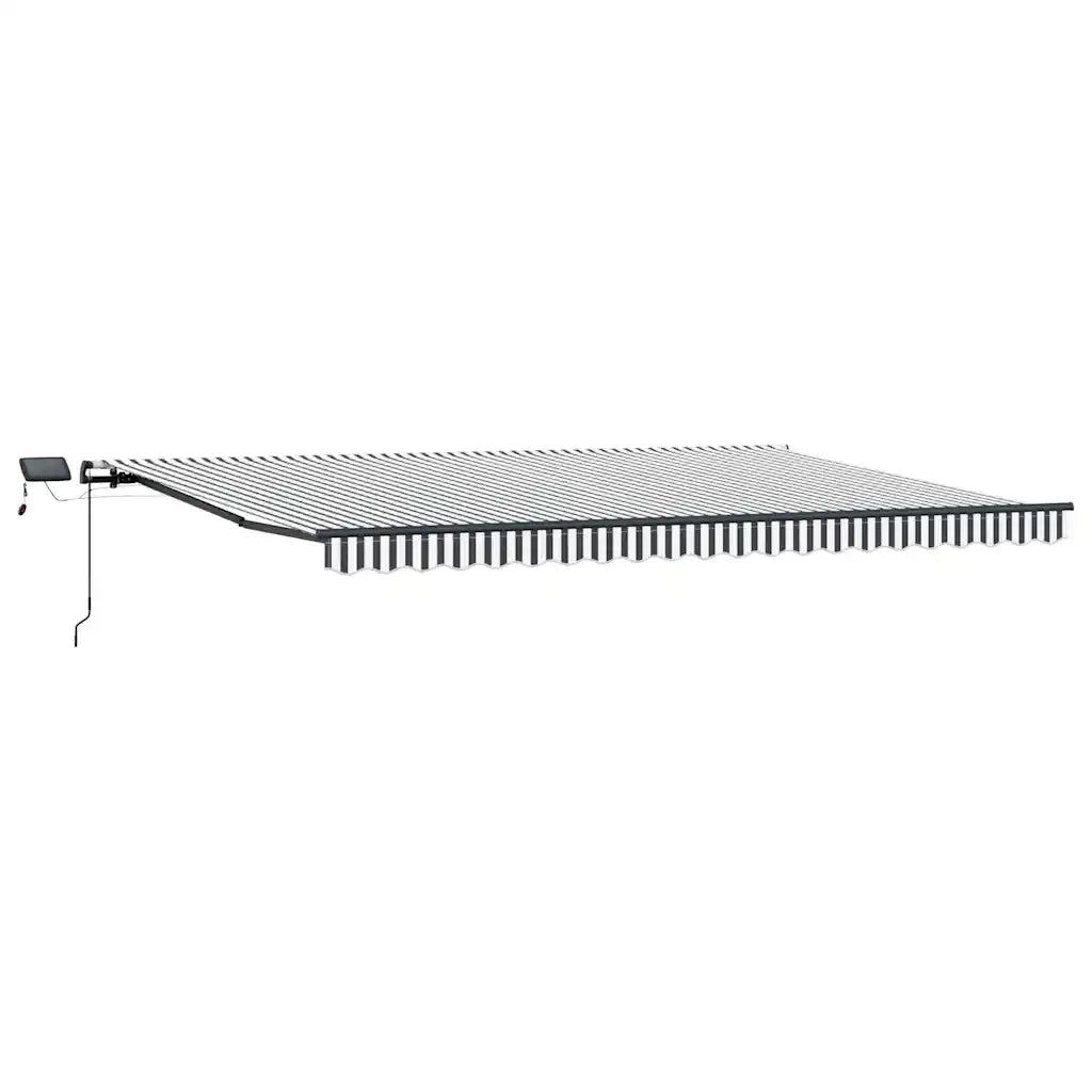 Tenda Retrattile Manuale con LED Antracite/ Bianco 500x300 cm