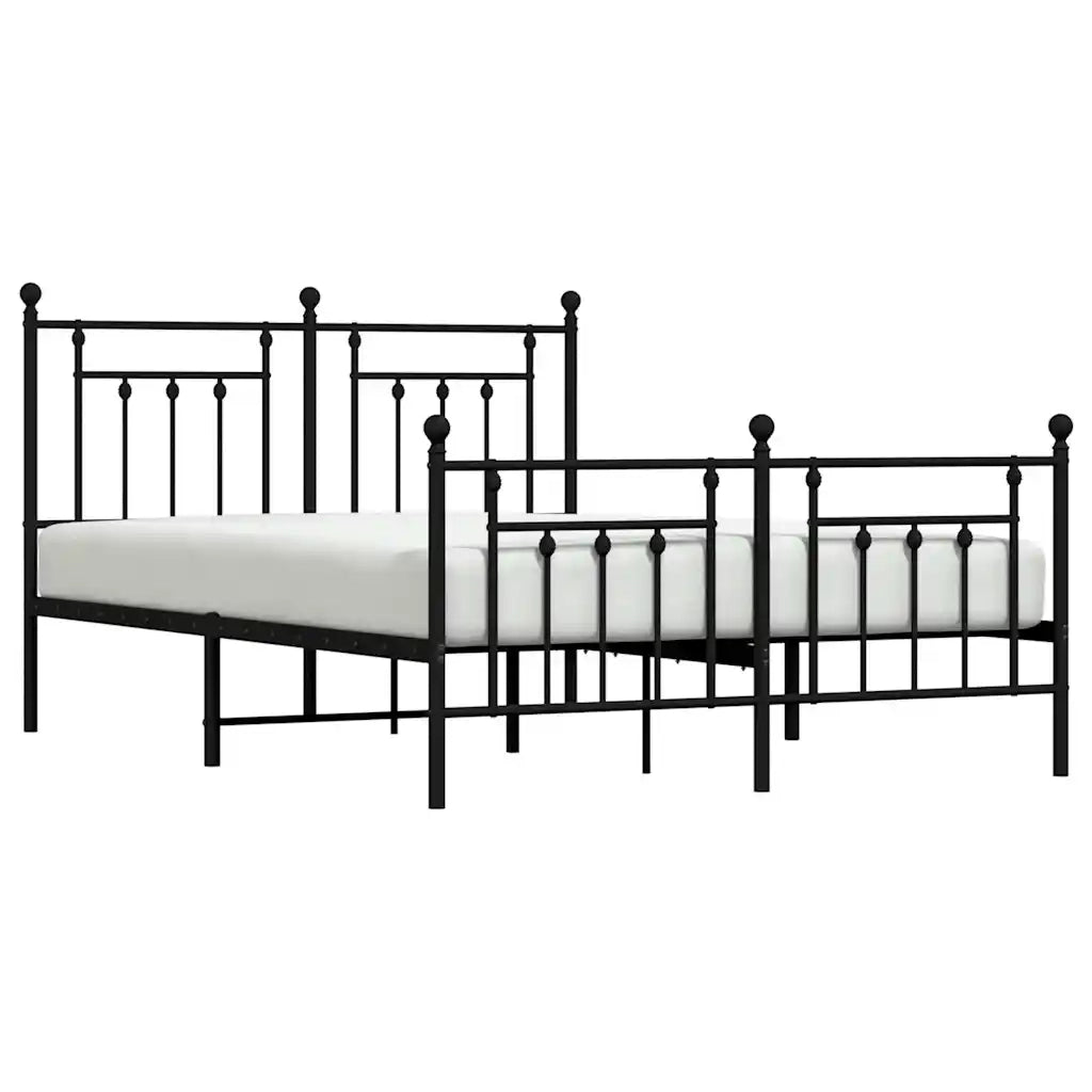 Giroletto con Testiera e Pediera-Struttura Letto Metallo Nero 140x190 cm 758054