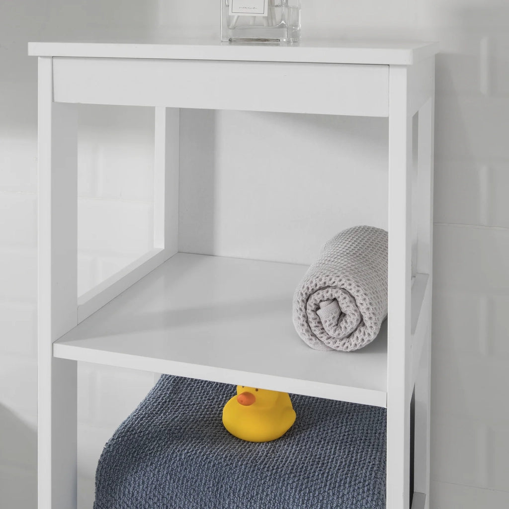 Mobiletto da Bagno salvaspazio Scaffale Scala con 5 Ripiani Lunghezza 30x30x139 cm, Bianco BZR14-W