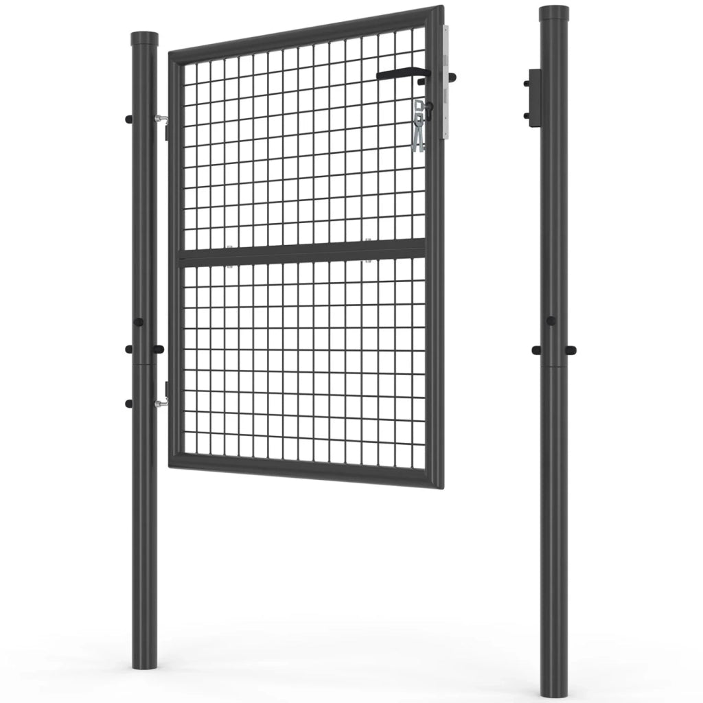 IDMarket - Cancello da giardino in acciaio 105 x 100 cm con serratura e maniglia grigio antracite