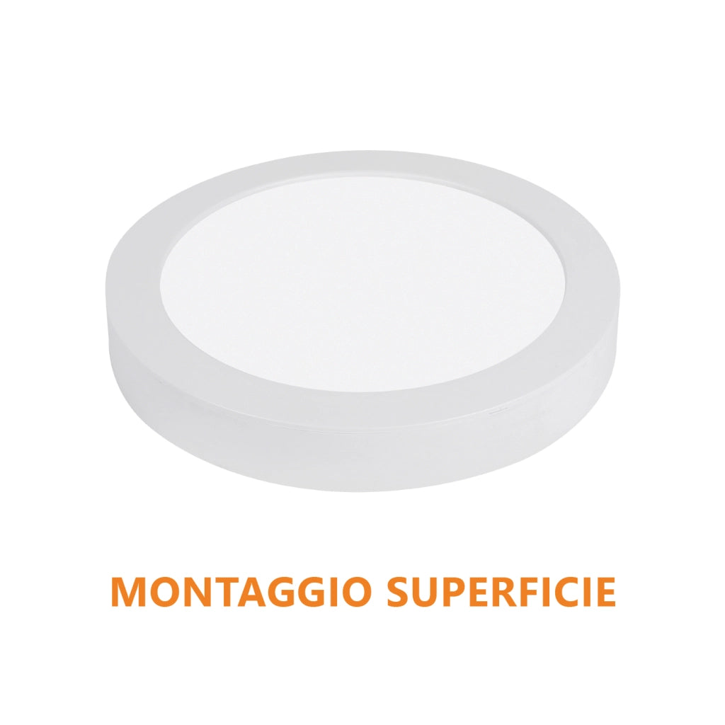 Alcapower Pannello LED Rotondo 18W CCT Selezionabile 3000K-4000K-6000K Installazione Incasso o Superficie Ø225mm Classe II IP20