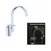 Trade Shop - Miscelatore Lavello Acciaio 52326 Lavandino Monocomando Canna Alta Rubinetteria -