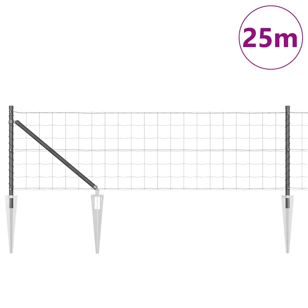 Recinzione con Posto Grigio 0,4 x 25 m Acciaio e PVC