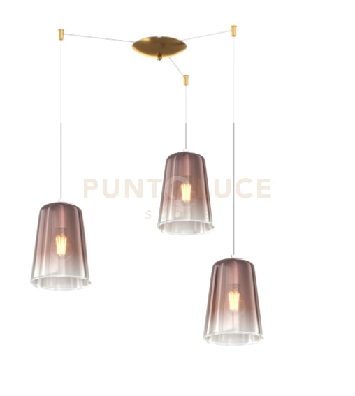 SOSPENSIONE OTTONE SAT. SPOSTABILE 3 LUCI RAME 1164OS-S3 S-RA