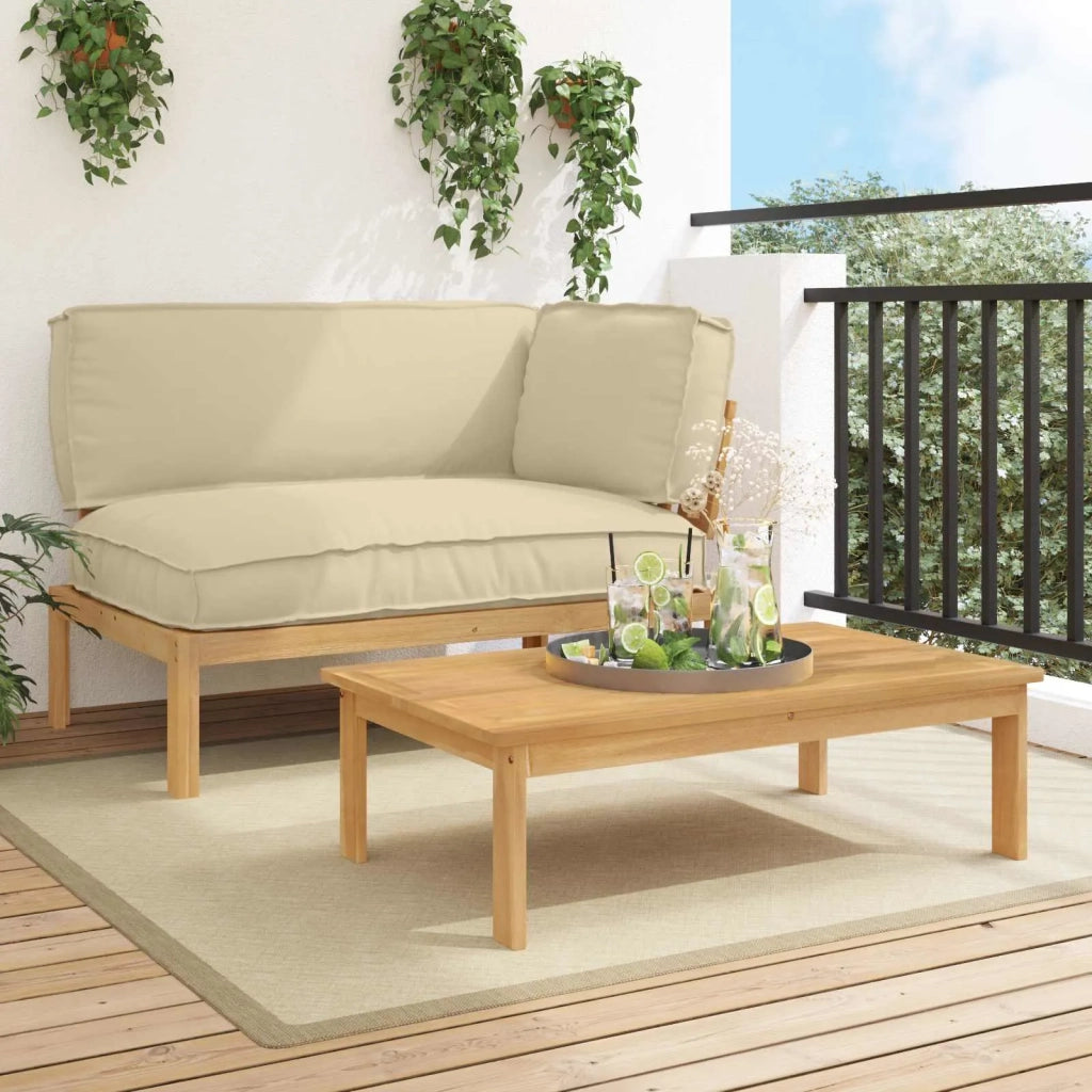 Set di divani con cuscino 2 pcs Beige Legno di Acacia Massello 3418189
