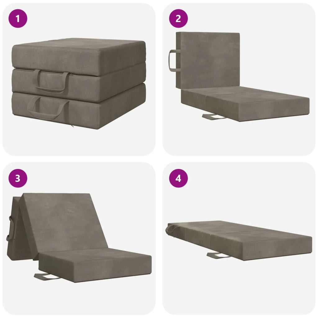 Divano Letto Pieghevole 75 x 67 x 45 cm Grigio Chiaro 900167