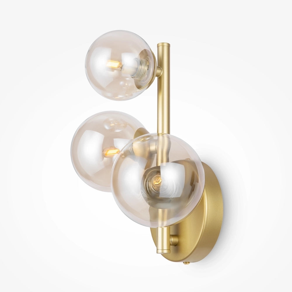 Applique Contemporanea Dallas Metallo Oro 3 Luci Diffusori Cognac