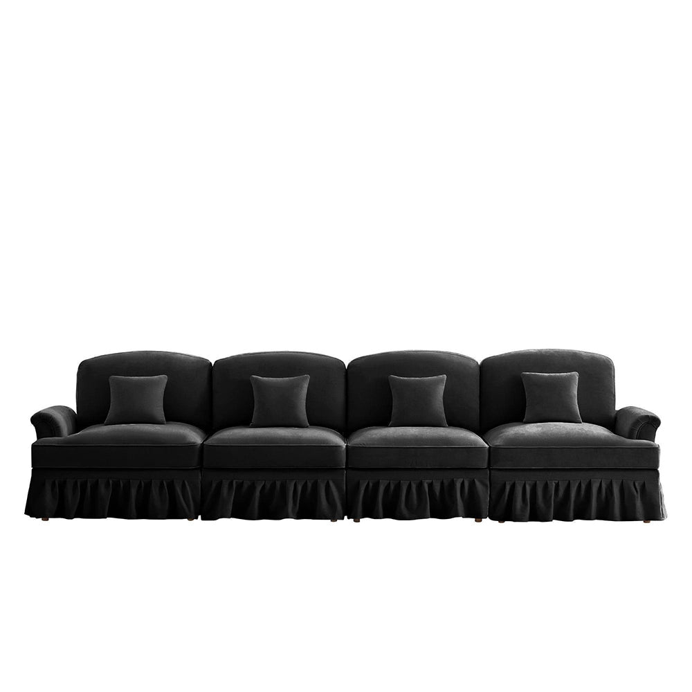 Divano 4 posti grande - Xylo - Stile mid-century, chenille, nero