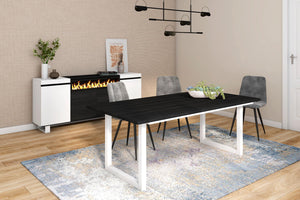 Tavolo da pranzo, 10 posti, 194x90x75cm, Robusto e stabile, struttura e gambe solide, Nero RF1099