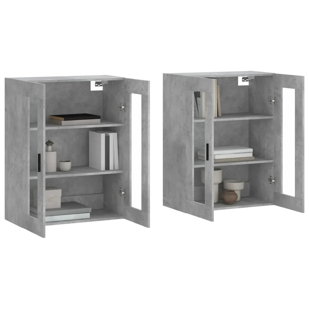 Armadietti a Parete 2 pz Grigio Cemento in Legno Multistratocod mxl 70131