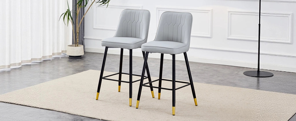 SGABELLO Set da 2 pezzi 100 cm in PU grigio chiaro e metallo nero