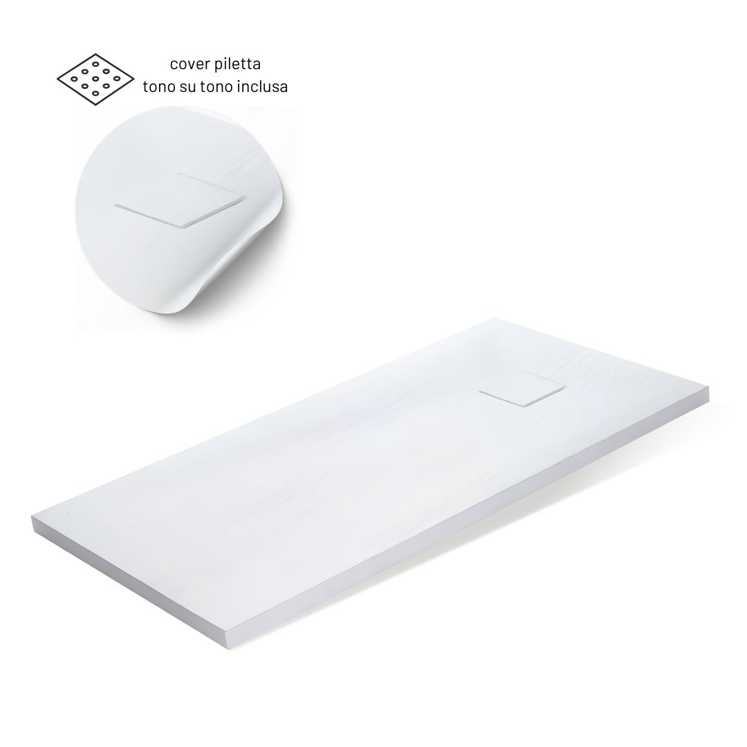 Piatto doccia bianco mineral marmo resina antiscivolo h4 cm *** misure l90 x p70 x h4 cm, confezione 1