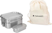 Set a 3 pezzi di contenitori per cibo in acciaio inossidabile - Contenitore per meal prep - Contenitore per conservazione - Doppio contenitore per pranzo - Resistente all'acqua bollente