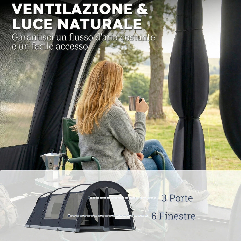 Tenda da Campeggio a Tunnel 2 Stanze ¨C zephmum ¨C Blu Navy 210cm