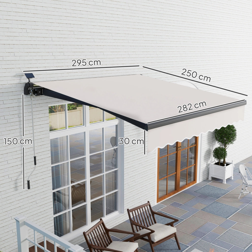 Toldo Retraibile Manuale con Luci LED Solari ¨C zephmum ¨C Crema 3x2,5 m