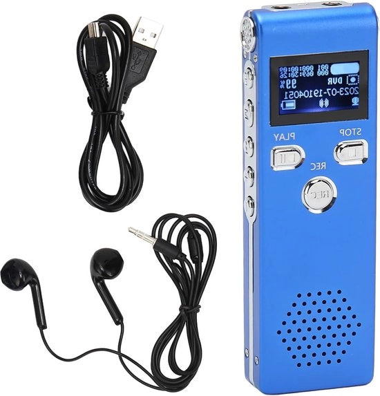 Registrazione Voce Digitale 64 GB con Visualizzazione USB Ricaricabile - Per Lezioni, Riunioni, Interviste MP3.
