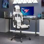 Sedia da Gaming Girevole Poggiapiedi Bianco e Nero Similpelle cod mxl 77547