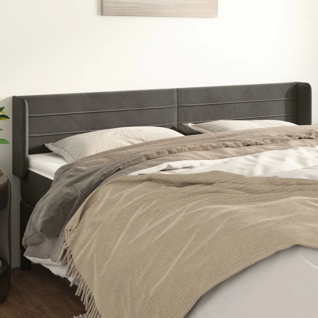 Testiera ad Orecchio Grigio Scuro 163x16x78/88 cm in Velluto 3118963