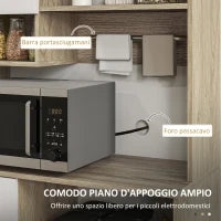 Mobile Dispensa in Legno con Cassetto, 3 Armadietti e 4 Ripiani Aperti, 80x35x180 cm, Bianco