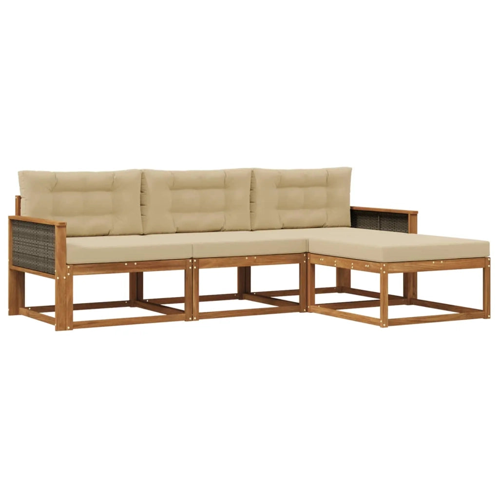 Set di divani da esterno 4 pz Naturale e Beige 3382461